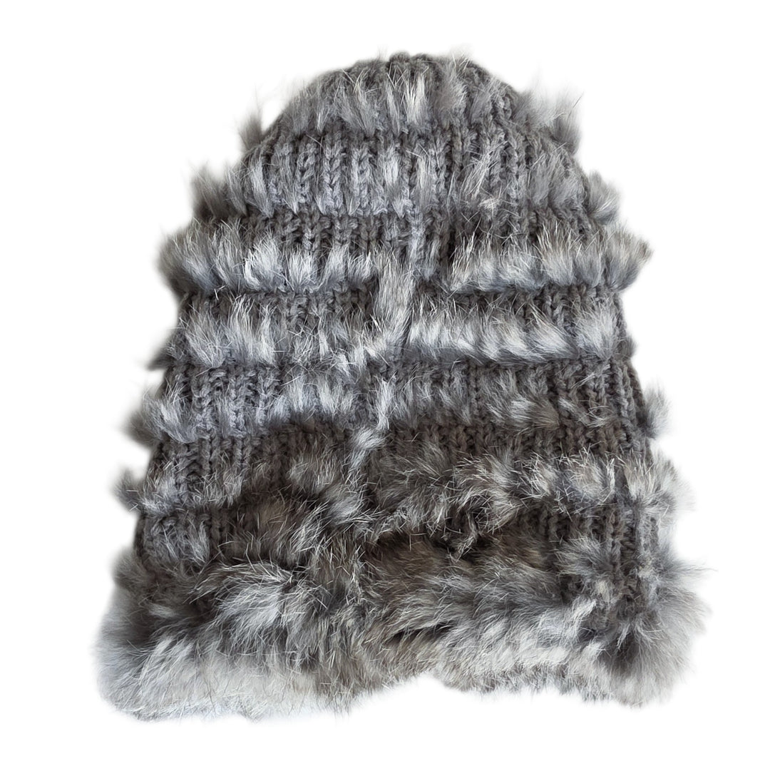 Grey Rabbit Fur Hat