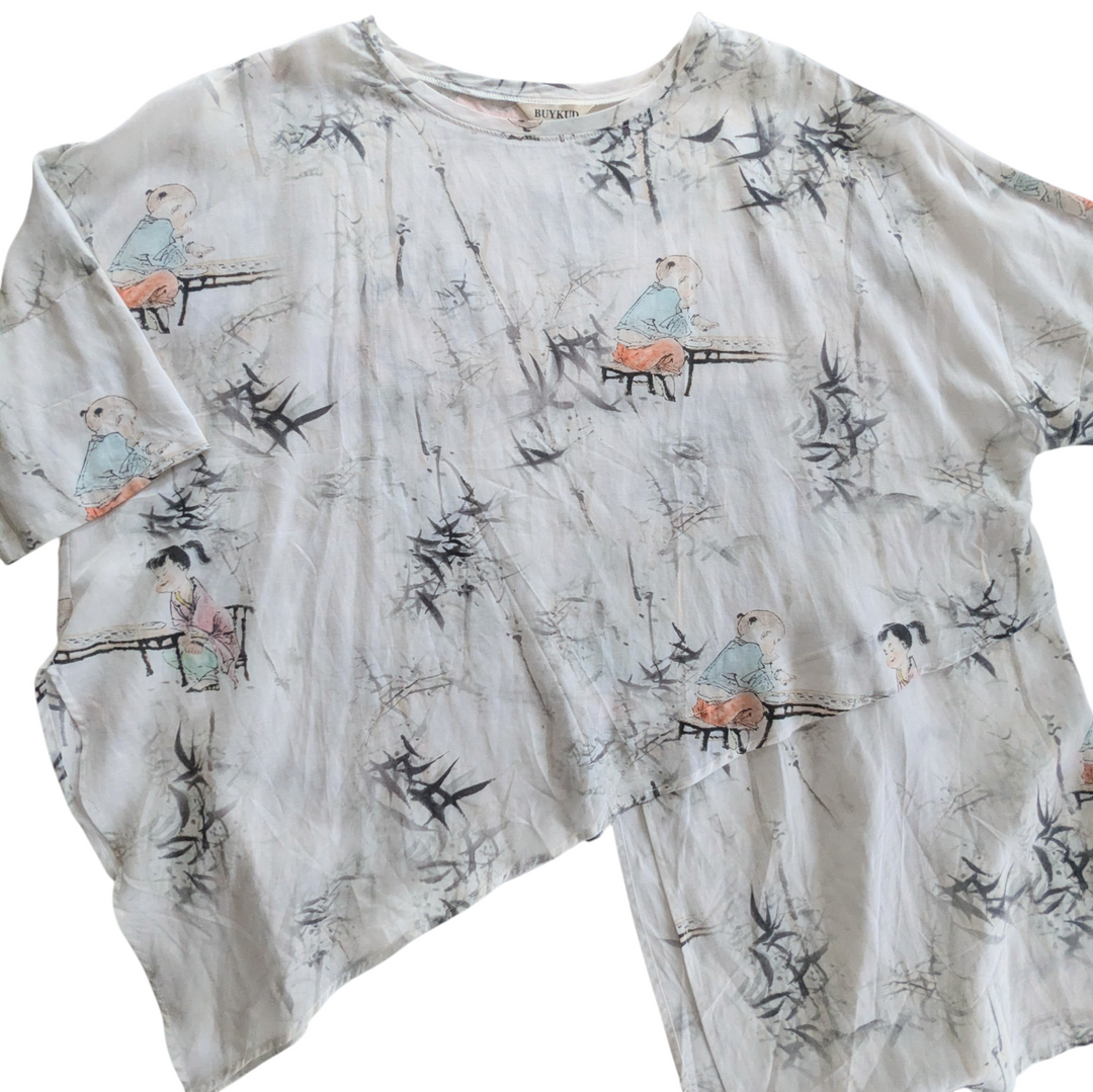 Buykud O Neck Tee Asian Print Size XL