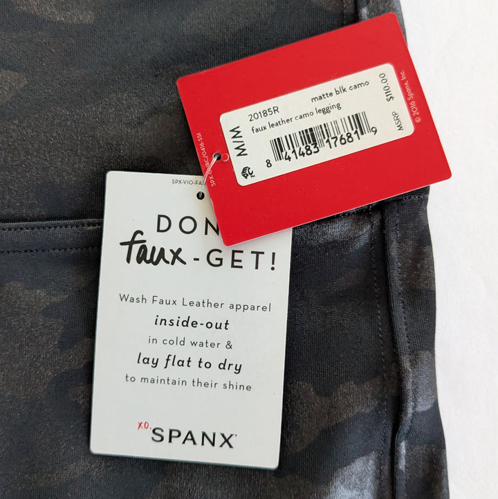 Spanx Black Camo Print Leggings Size Medium