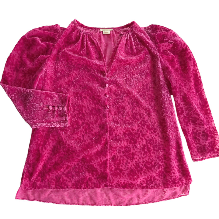 Shoshanna Hot Pink Flocked Top Size Small