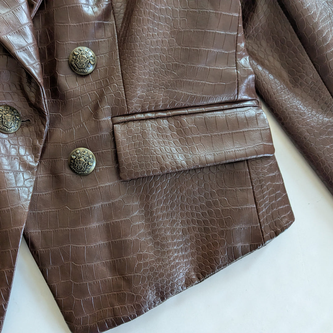 Veronica Beard Cooke Dickey Blazer Vegan Leather