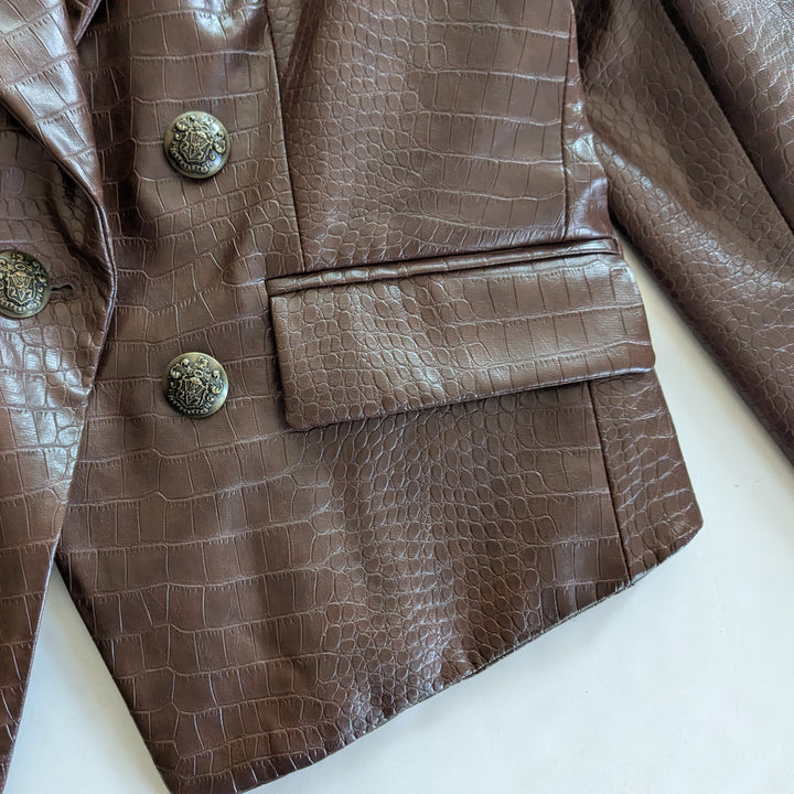 Veronica Beard Cooke Dickey Blazer Vegan Leather