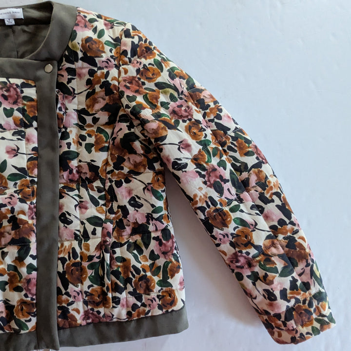 Something Navy Floral Print Asymmetrical Jacket Size Small
