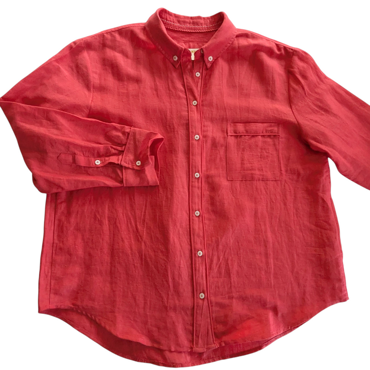 Anthropologie Maeve Linen Blend Button Down Shirt Size Large