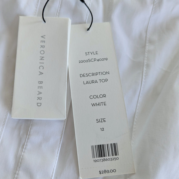 Veronica Beard Laura White Top Size 12 NWT