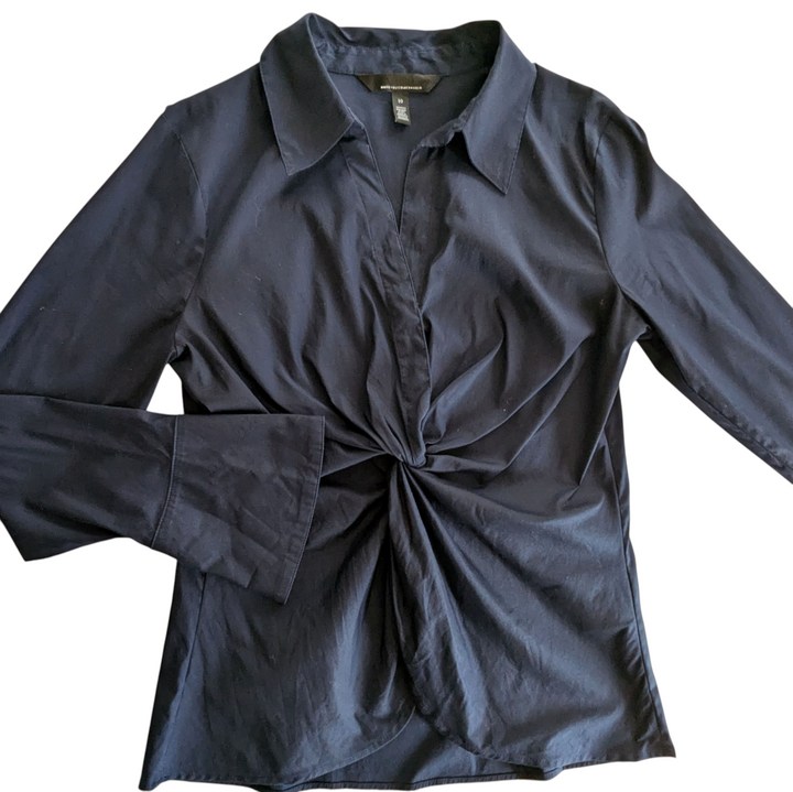 White House Black Market Navy Shirt Size 10