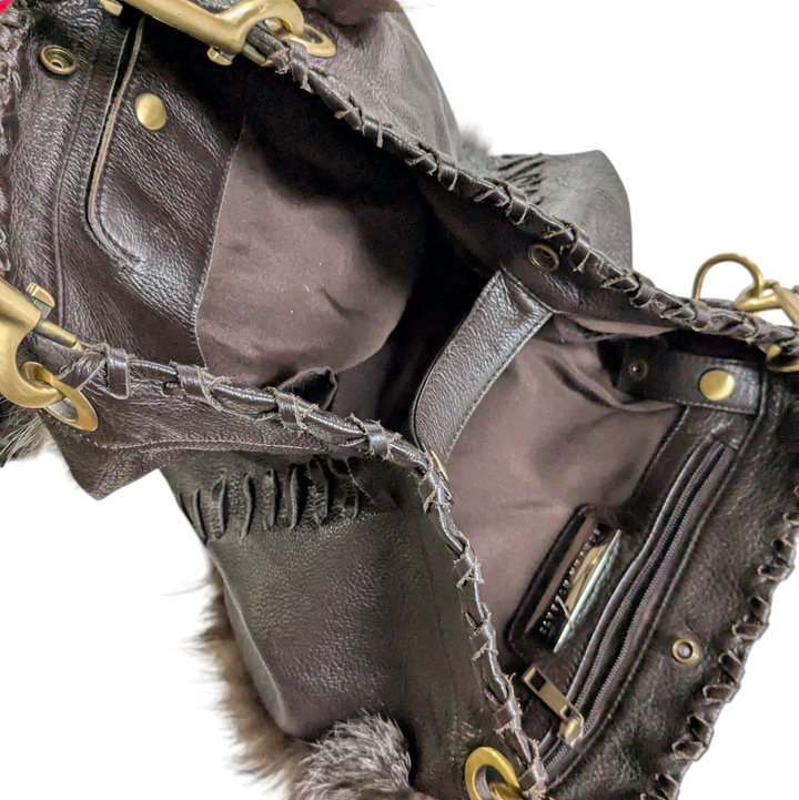 Sondra Roberts Faux Fur Hobo Bag