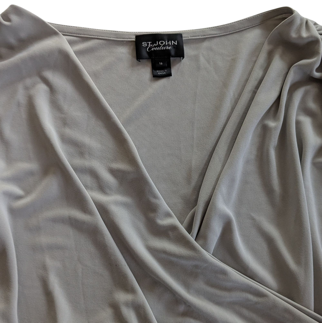 St John Couture Ruched Knit Top Size 16