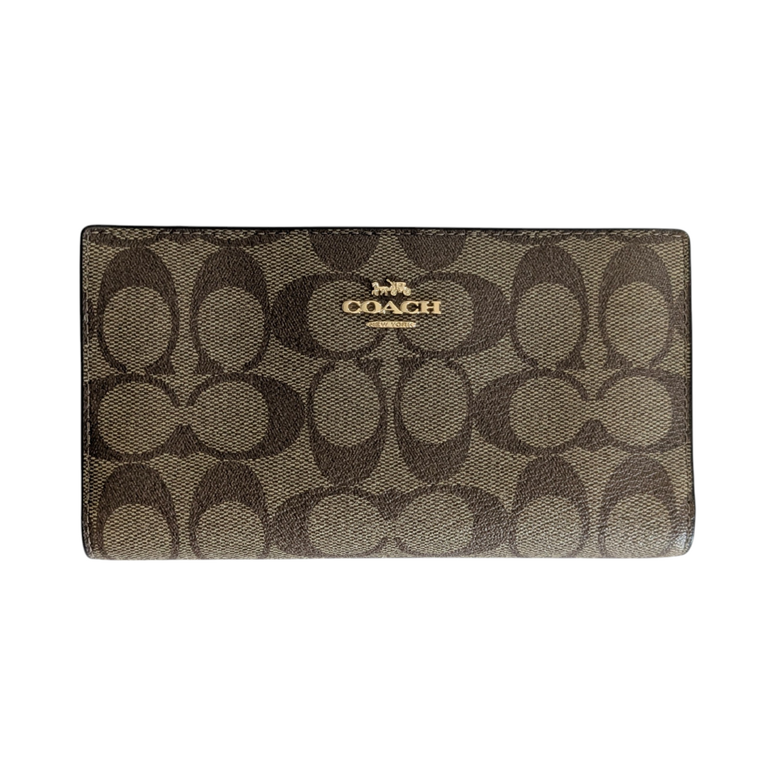 Coach Slim Signature Logo Zippered Wallet