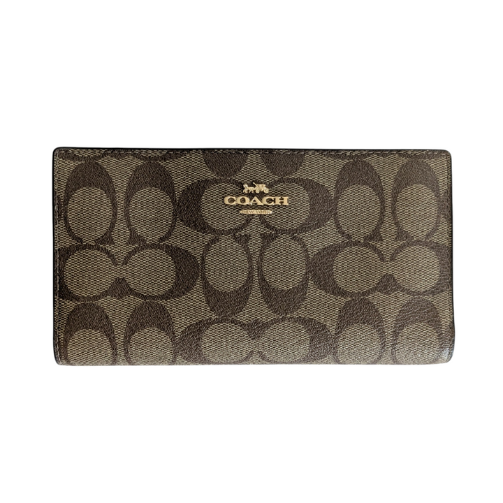 Coach Slim Signature Logo Zippered Wallet