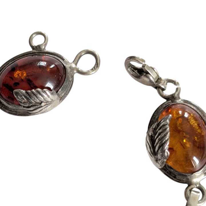 Silver Bracelet with Amber Beads