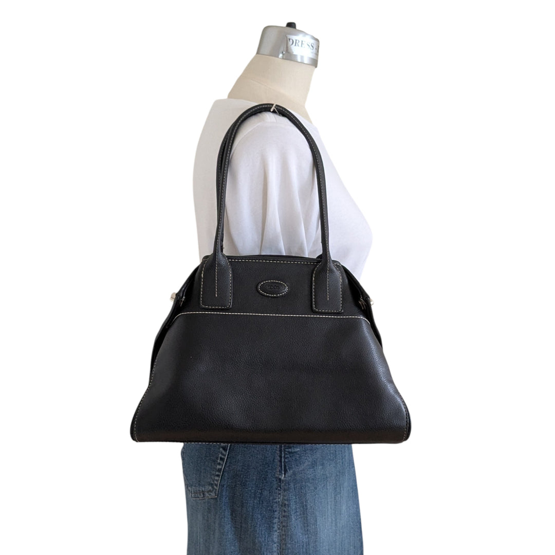 Tod's Girelli Black Leather Shoulder Bag
