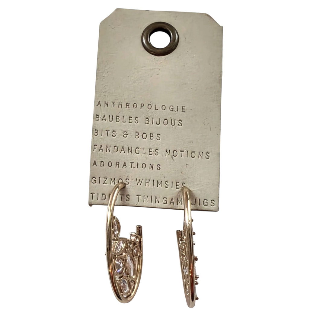 Anthropologie Gold and Crystal Hoop Earrings