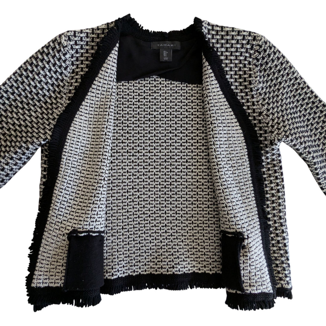 Tahari Tweed Open Blazer Size Large