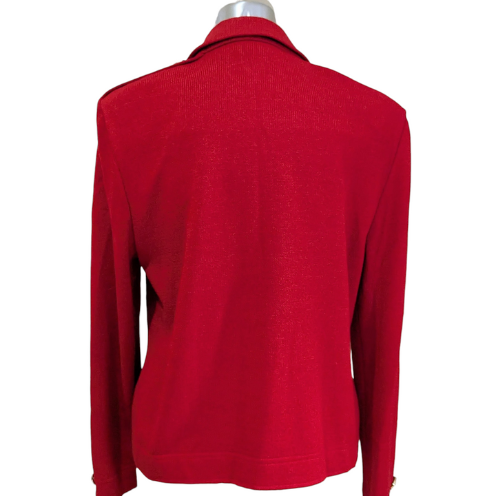 St John Red Knit Blazer Size 14