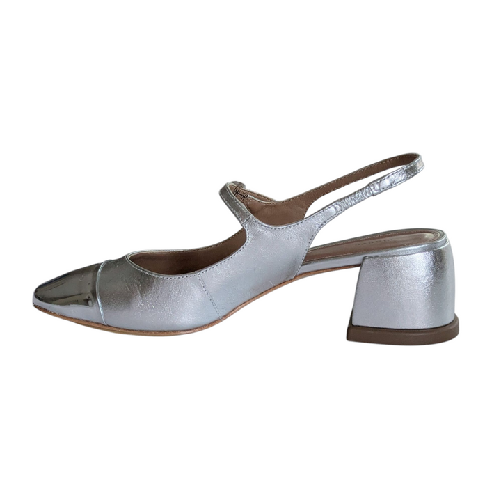 Anthropologie Maeve Silver Mary Janes Size 37