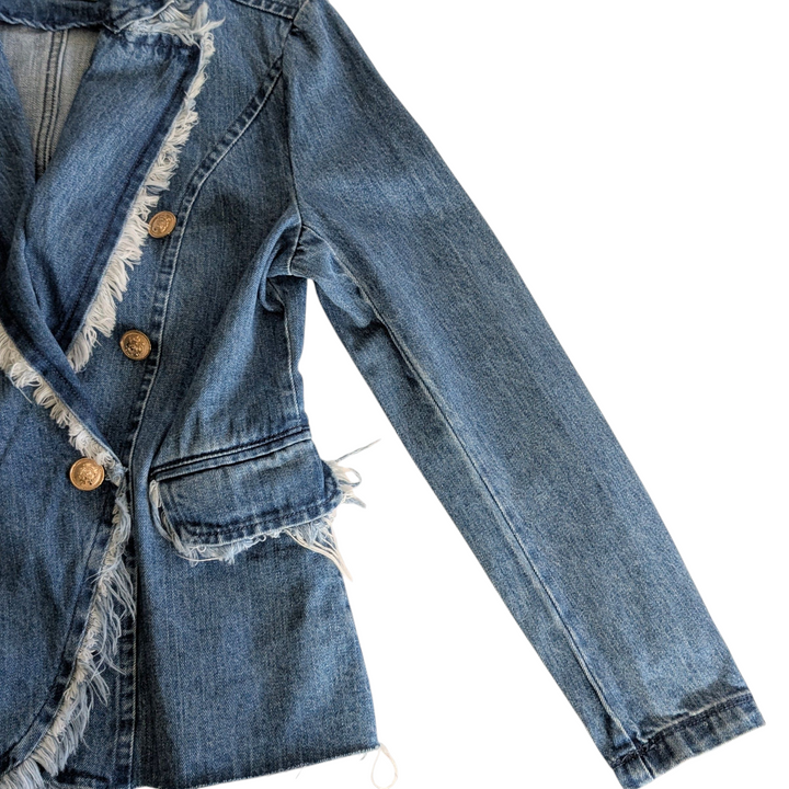 Blue Revival Lindsay Frayed Denim Blazer Size Small