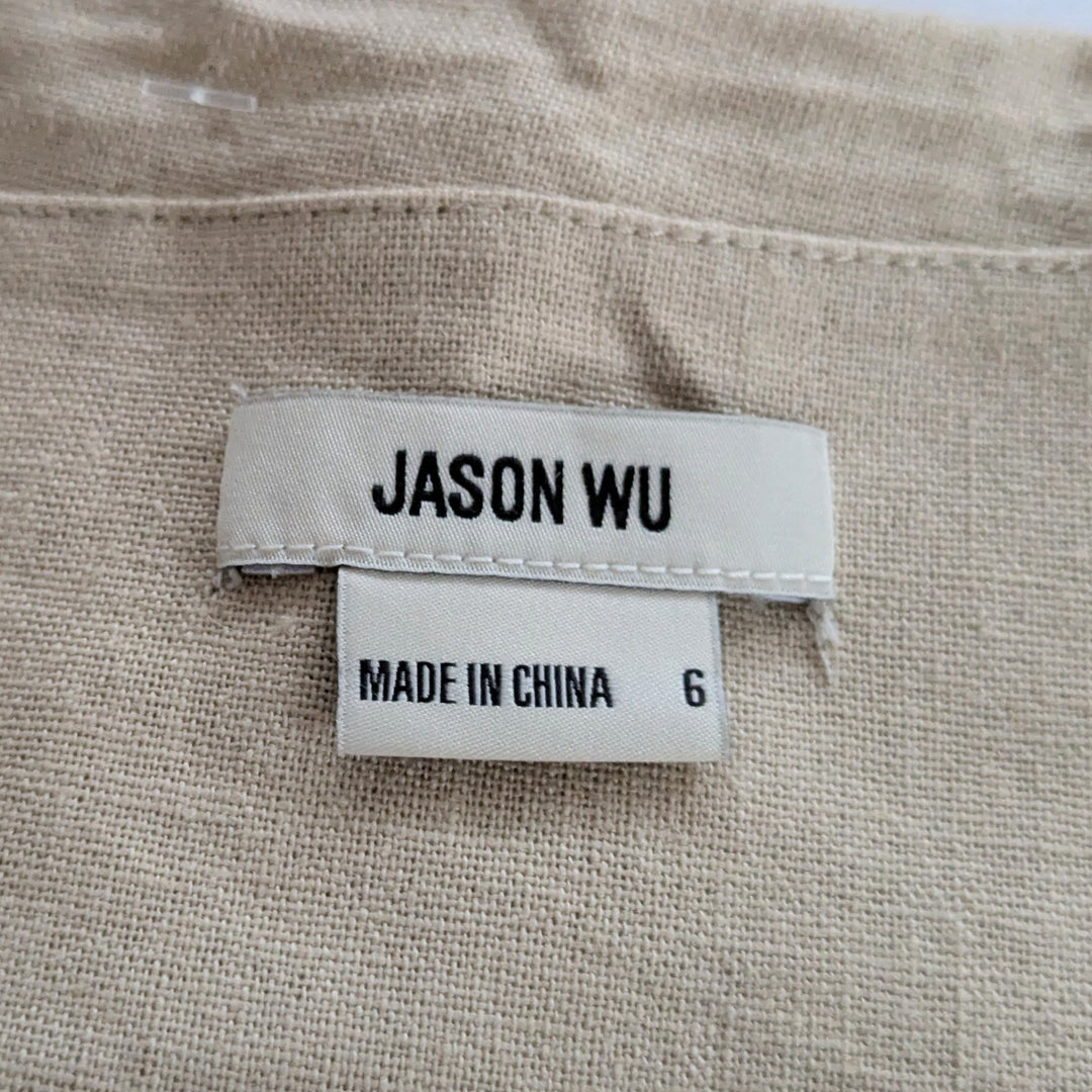 Jason Wu Linen Faux Wrap Midi Skirt Size 6