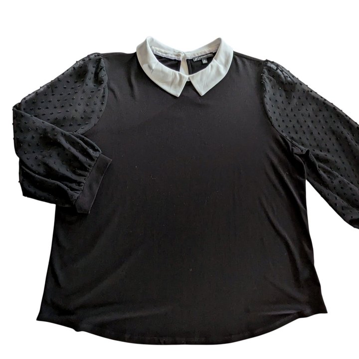 Adrianna Papell Black Knit Blouse Size XL