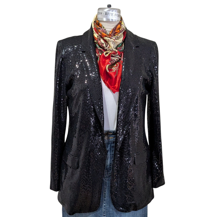 T Tahari Black Sequin Blazer Size 12 NWT