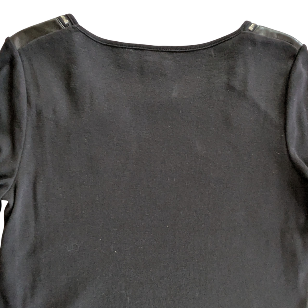 Rafaella Black Sweater with Faux Leather Accents Size Large