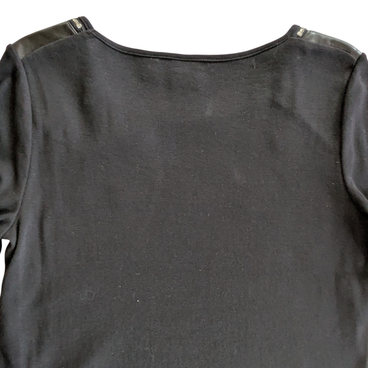 Rafaella Black Sweater with Faux Leather Accents Size Large