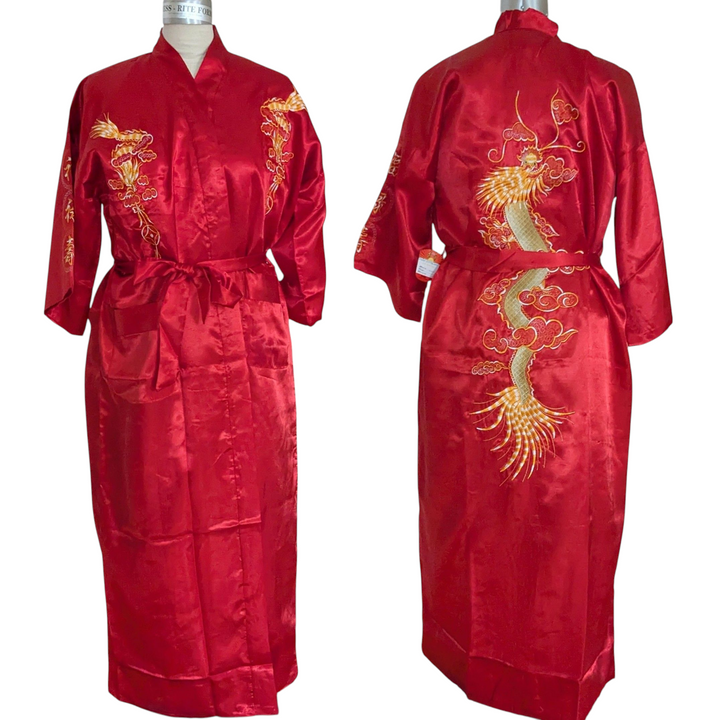 Chinese Satin Long Kimono O/S