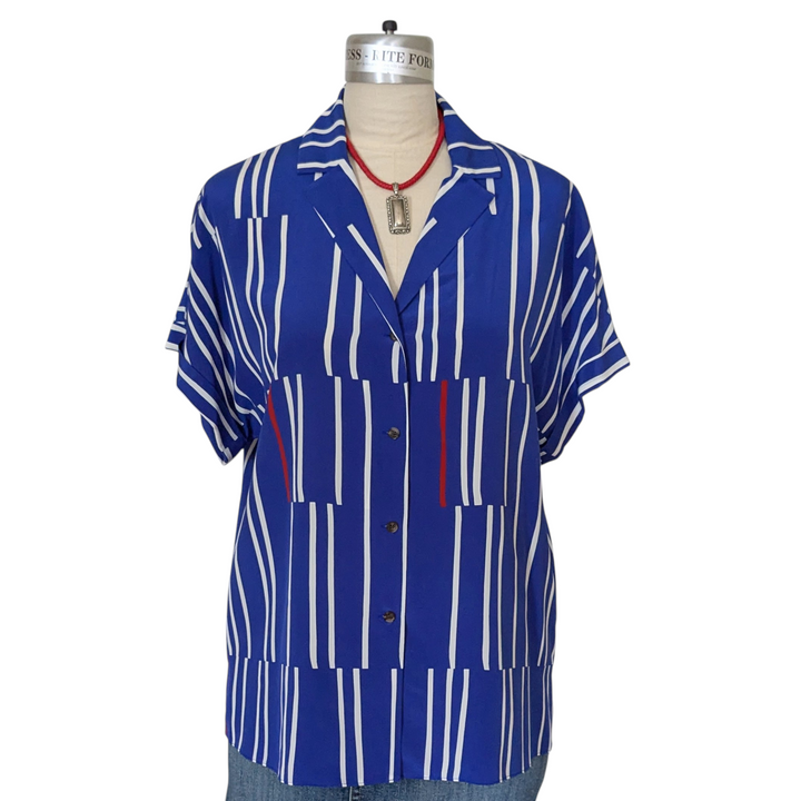 Lafayette 148 Wiley Silk Camp Shirt Size Large