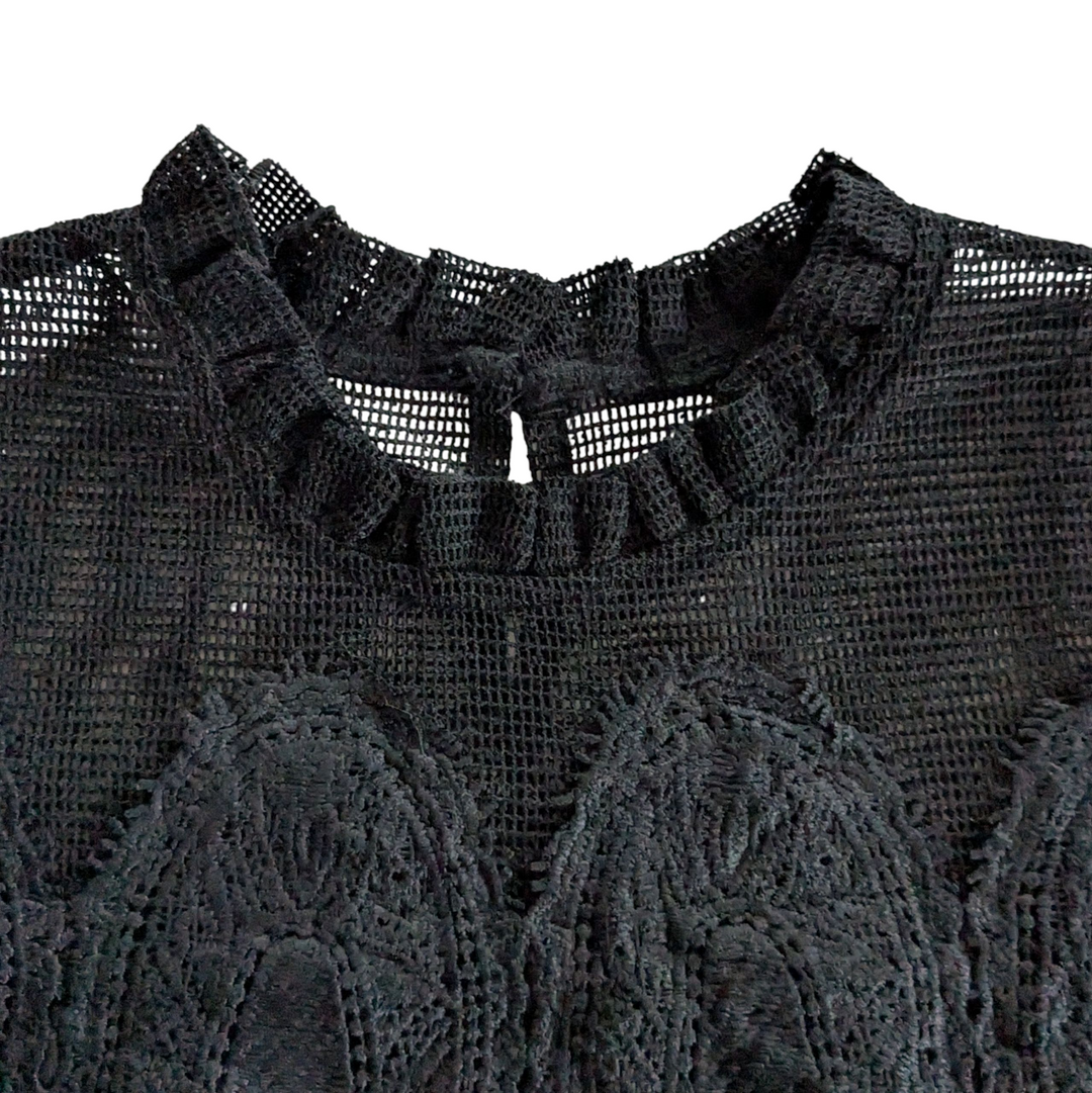 Black Cotton and Mesh Top Size Small