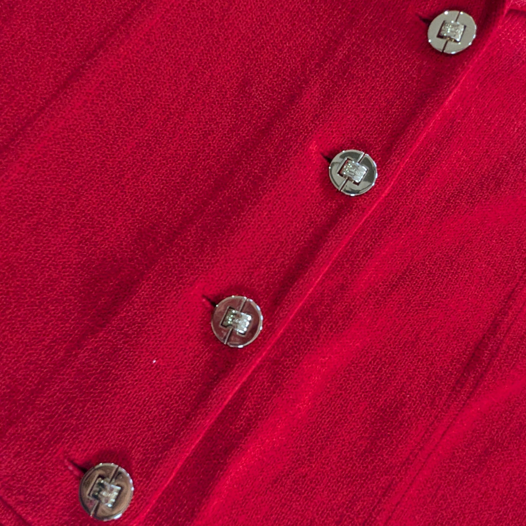 St John Red Knit Blazer Size 14