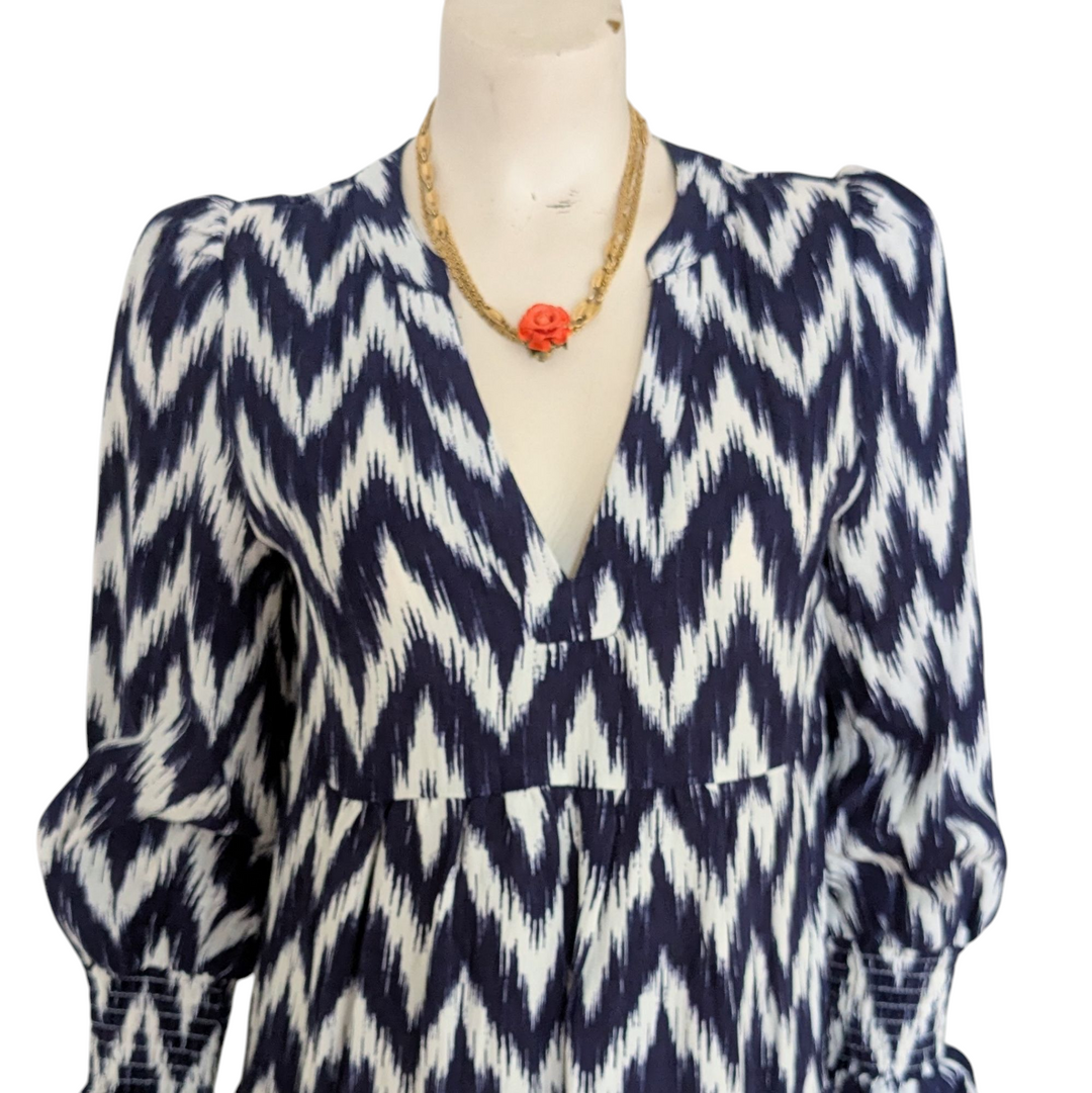 Tuckernuck Pomander Place Navy Ikat Kenzo Dress Size XS