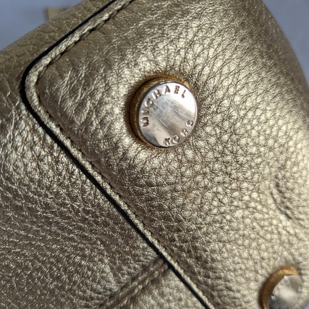 Michael Kors Riley Gold Leather Satchel