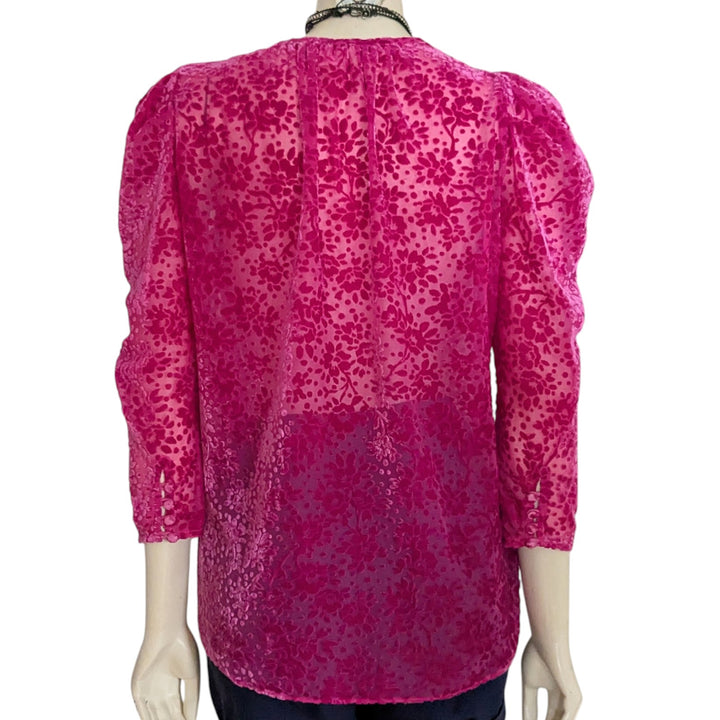 Shoshanna Hot Pink Flocked Top Size Small