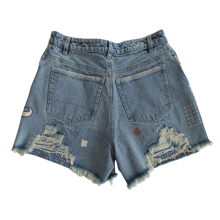 Sea New York Marion Mended Denim Shorts Size 6