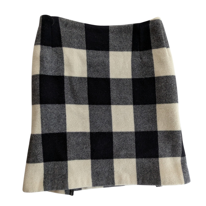 MaxMara Buffalo Plaid Wool Skirt Size 6