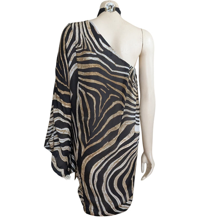 Just Cavalli Zebra Print Silk Mini Dress Size 6