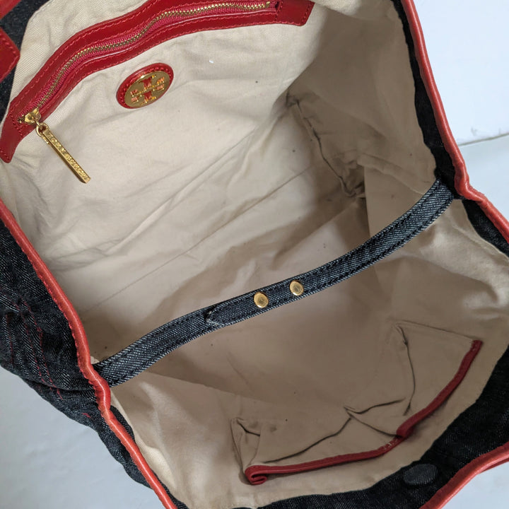Tory Burch Denim and Leather Tote