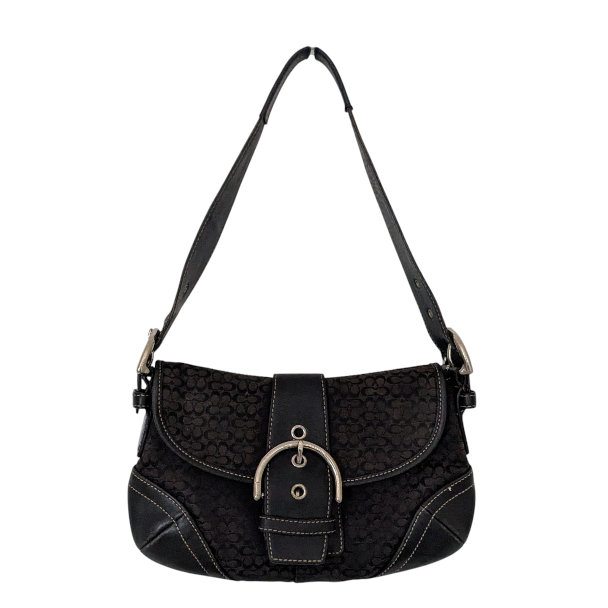 レディース Coach Signature Tote Black Canvas Soho
