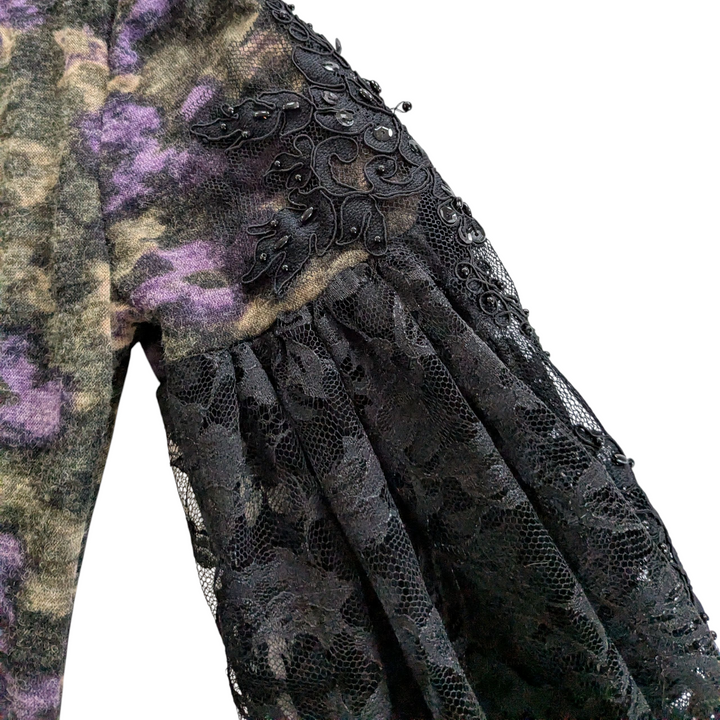 Sylwia Knit Midi Dress with Lace Sleeves Size 2