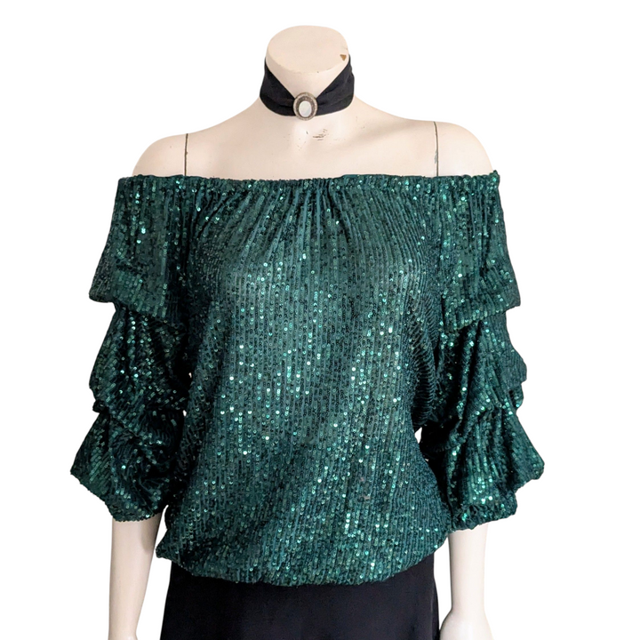 Cece Green Sequin Top Size Medium