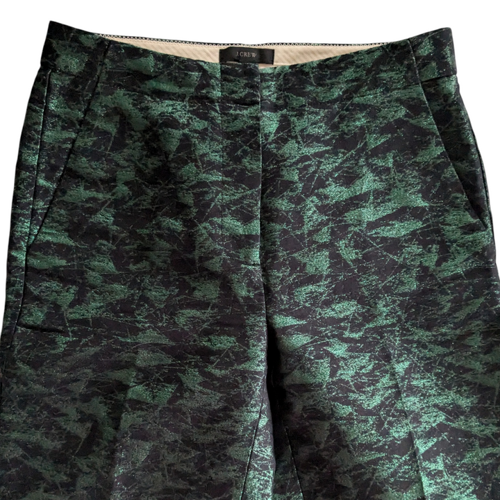 J. Crew Metallic Jacquard Cropped Pants Size 0
