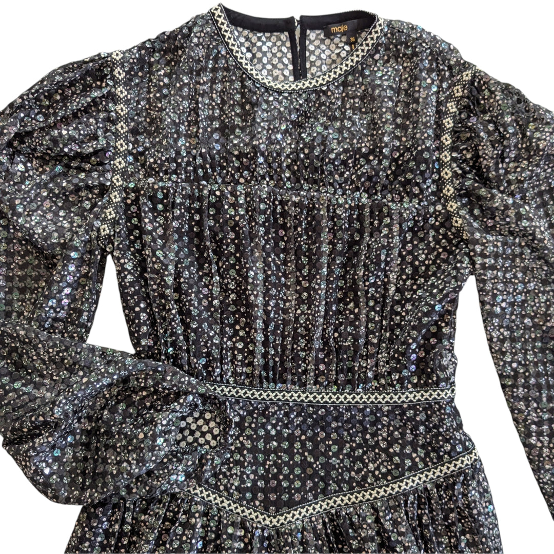 Maje Sequin Embellished Cocktail Dress Size 36/6
