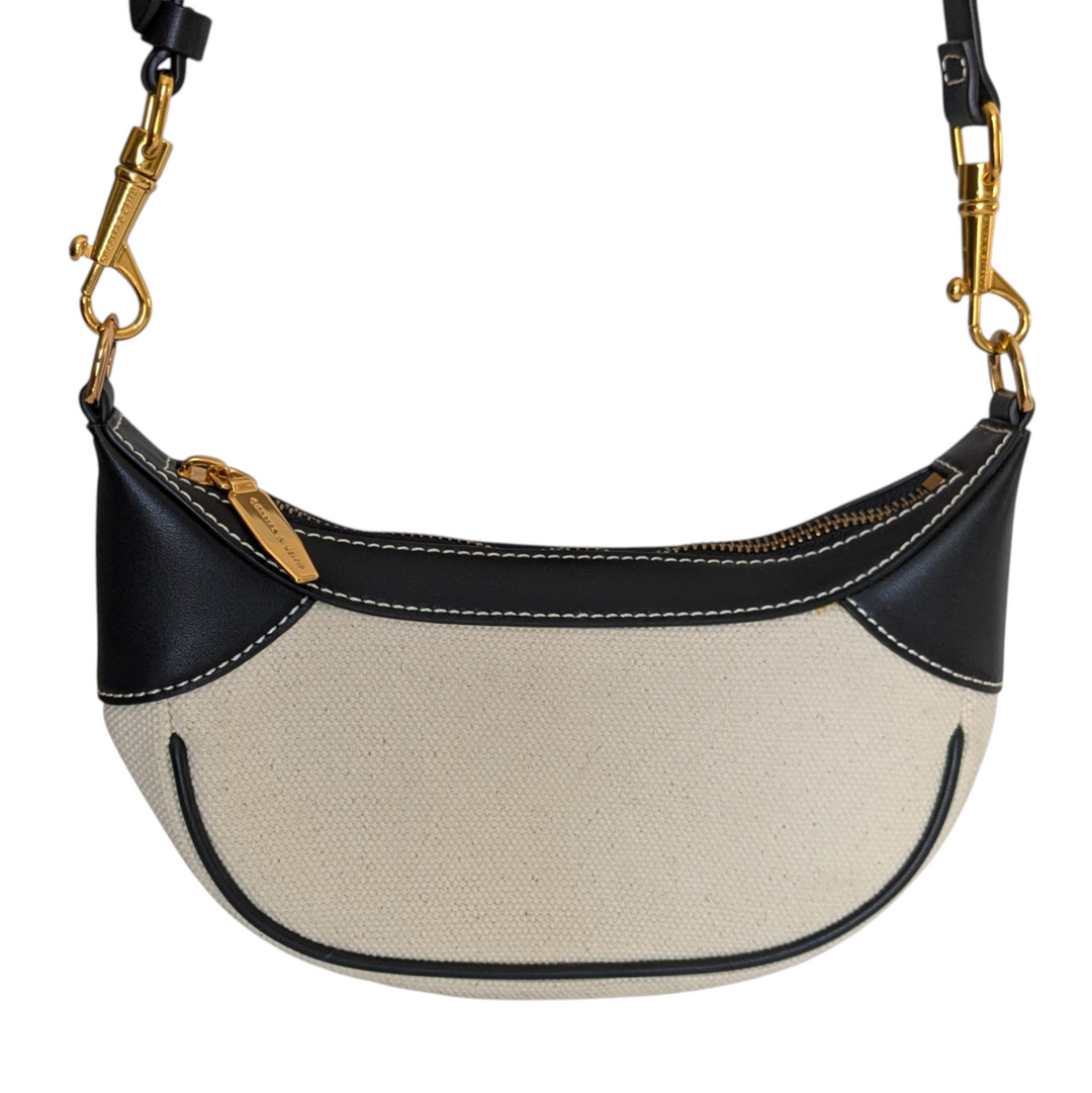 Charles & Keith Shalia Canvas Mini Moon Bag