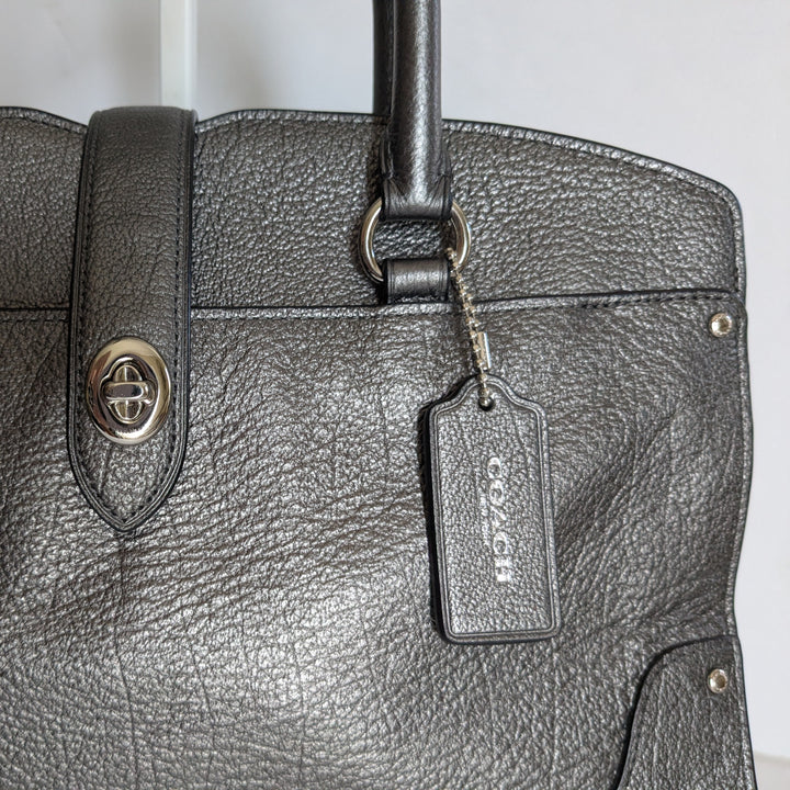 Coach Mercer Silver Leather Convertible Satchel 59987