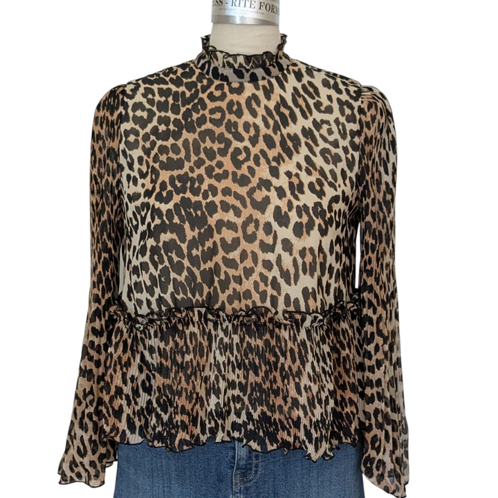 Ganni Animal Print Blouse Size 42