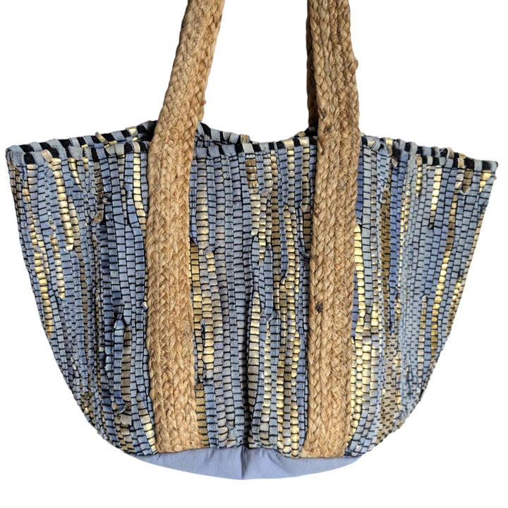 Woven Suede and Rope Tote Bag