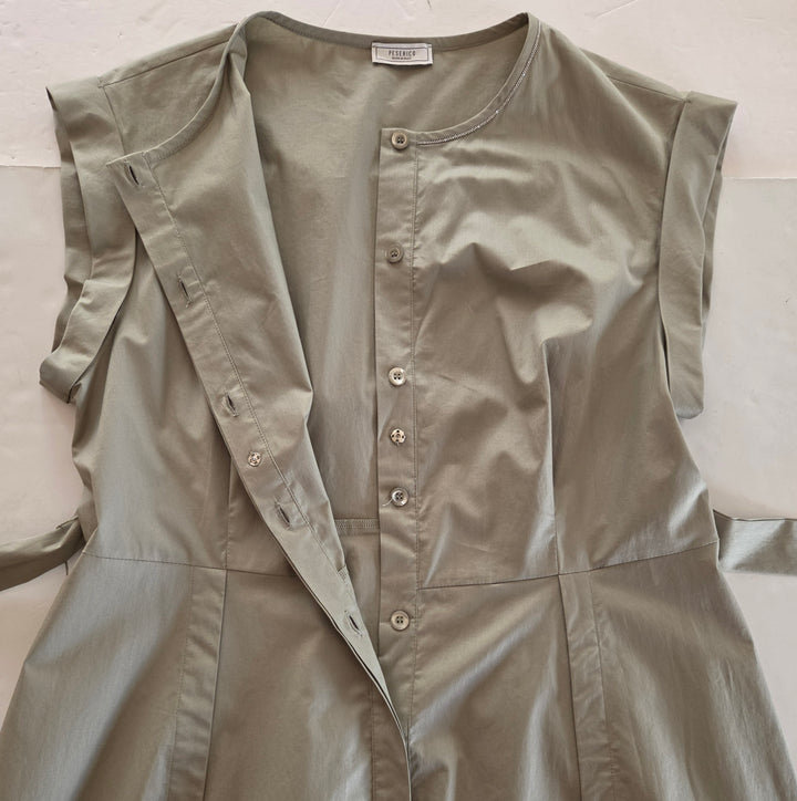 Peserico Cap Sleeve Stretch Cotton Midi Dress Size 48