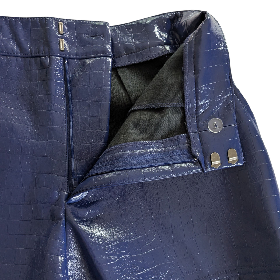 The Noli Shop Faux Croc Shorts Blue and Black Size 4