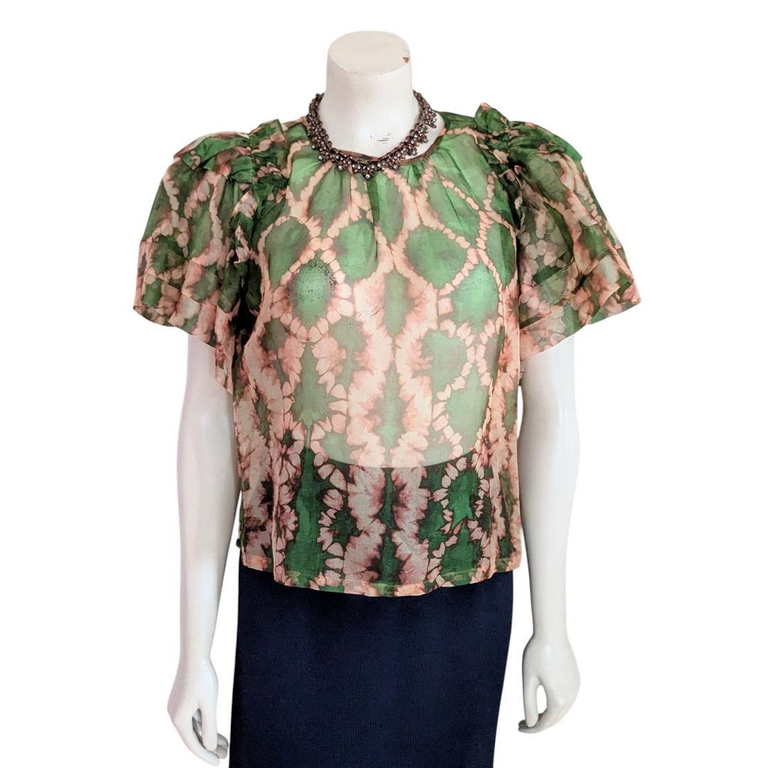 Ulla Johnson Annemarie Serpentine Print Sheer Blouse Size 6