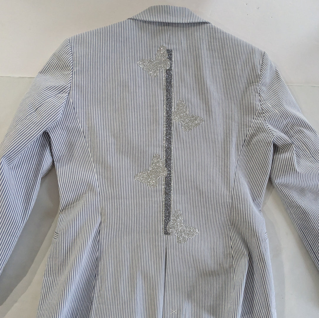 Hip Chik Glitter Butterfly Striped Blazer